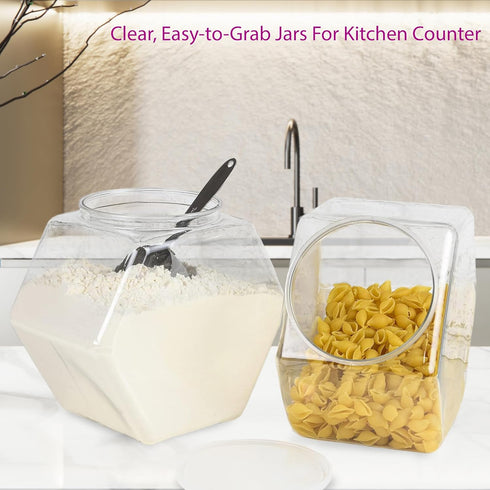 DilaBee 2-Pack Plastic Cookie Jar 1.5 Gallon (197oz) - Large Cookie Jar, Hexagon Candy Dish with Lid for Kitchen, Candy Bowl for Office - Sugar an...