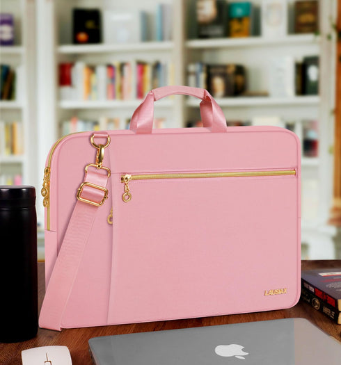 Laptop Case Bag Women Men Computer Sleeve for MacBook/Dell/HP/Acer/ASUS/LG, Waterproof Shoulder Carrying Briefcase, Pink, 15-15.6 Inch...
