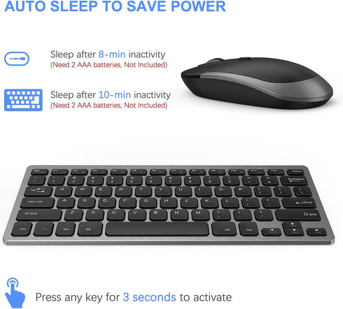 Compact Wireless Keyboard Mouse, 2.4GHz Ultra Thin Small Wireless Keyboard Mouse Combo for Desktop, Laptop (Black and Gray)...