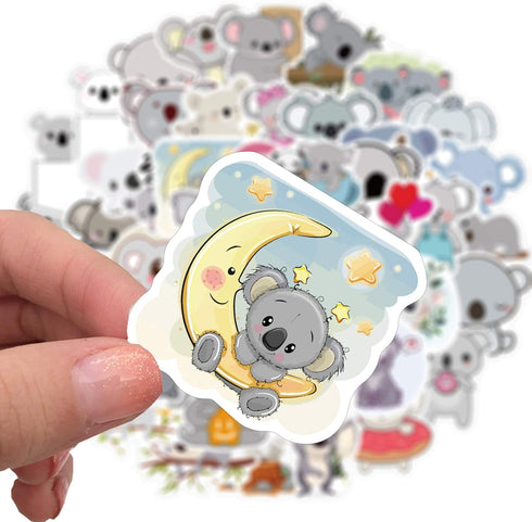 Koala Bear Stickers 50pcs - Cute Boy & Girl Stickers for Laptop, Water Bottle, Luggage, Snowboard, Bicycle, Skateboard - Waterproof Decals...