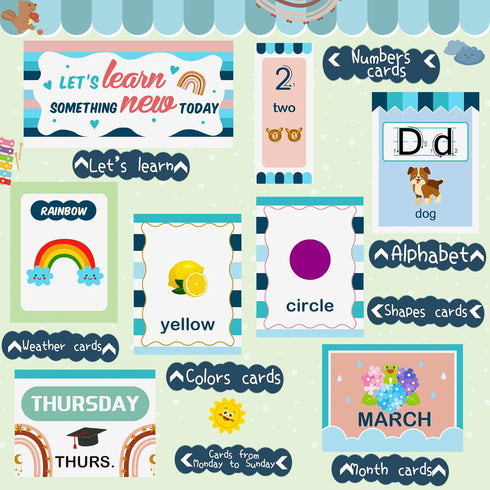 85 Pcs Boho Alphabet Number Bulletin Board Set Boho Alphabet Line for Classroom Wall Boho Classroom Decor Early Childhood Education Cards for Clas...