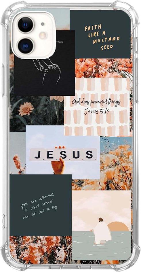 Bible Verses Christian Phone Case for iPhone 12/iPhone 12 Pro, Positive Quotes Flower Collage Cover for Women Men Girls Boys, Unique Trendy Design...