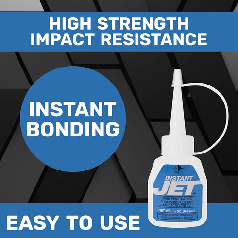 Instant Jet Glue - Long Lasting CA Glue - Fast Action Multipurpose - Penetrates Porous Materials and Increases Impact Resistance - 2 oz...