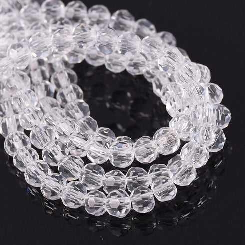 6mm 100Pcs Crystal Glass Beads, Round, Faceted, Clear...