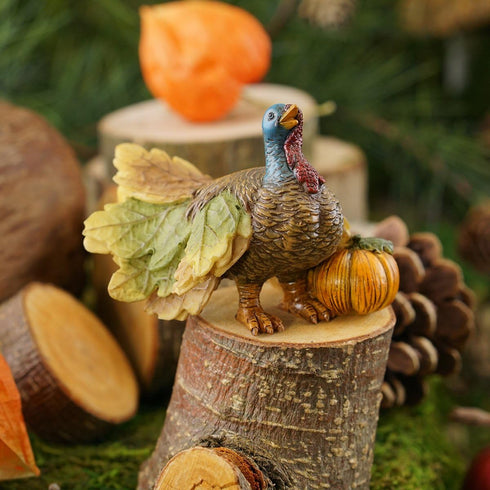 Top Collection Miniature Fairy Garden and Terrarium Turkey with Pumpkin Figurine Brown...