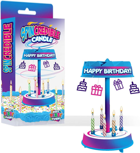 BEST PARTY EVER! Spincredible Candle, Singing Candle-Powered Spinning Cake Topper, Reusable Birthday Candle, Fits Any Size Cake, Great for Birthda...