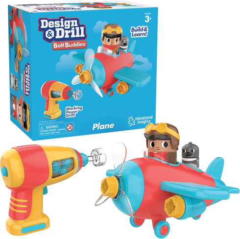 Educational Insights Design & Drill Bolt Buddies Plane Take Apart Toy with Electric Toy Drill, Preschool STEM Toy, Gifts for Boys & Girls, Ages 3+...