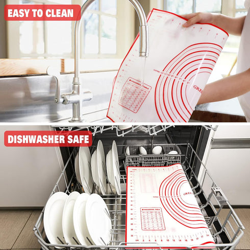 Large Silicone Pastry Mat Extra Thick Non Stick Baking Mat with Measurement Fondant Mat, Counter Mat, Dough Rolling Mat, Oven Liner, Pie Crust Mat...
