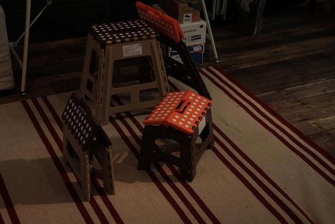 AZUMAYA Folding Step Stool 15.4" inches Height Brown and Orange FKF-622OR...