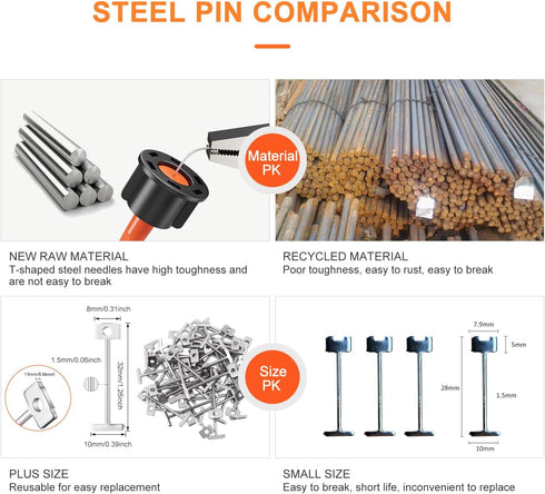 300pcs 1/16" Replacement Steel Needles for Flooring Wall Tile Leveling System, 1.5mm Leveler Replaceable Pin Reusable Spare Steel Pin Tiling Const...