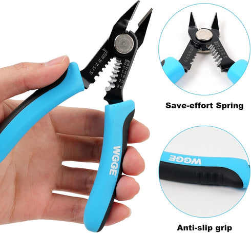 WGGE Wire Cutters Precision Flush Pliers with Supplementary Stripping, Cutting Pliers, Handy and Slim Diagonal Cutters, Ultra Sharp Wire Cutter, 1...