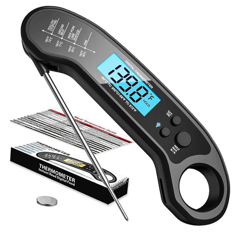 Meat Thermometer Digital, Instant Read Meat Thermometer for Grill and Cooking, IP66 Waterproof Food Thermometer for Kitchen and Outside, BBQ, Turk...