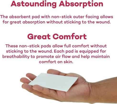 Dealmed Sterile Non-Adherent 2" x 3" Gauze Pads Non-Adhesive Wound Dressing, Highly Absorbent & Non-Stick, Painless Removal-Switch, Individually W...