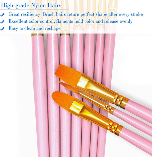 BOSOBO Paint Brushes Set, 2 Pack 20 Pcs Round Pointed Tip Nylon Hair Artist Acrylic Paint Brushes for Acrylic Oil Watercolor, Face Nail Art, Minia...