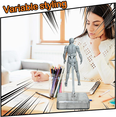 Action Figures Body-Kun DX & Body-Chan DX PVC Figure Model Drawing for S H Figuarts with Box for Artists (Gray, Male)...