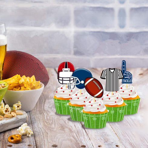 Football Sport Cupcake Toppers Cake Decorations Toppers Picks for Sport Themed Birthday Baby Shower Wedding Party Supplies 25PCS...