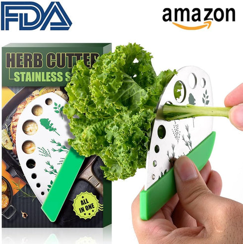 Herb Stripper Herbs Cutter Scissors Stainless Steel Leaf Remover Stripping Tool Vegetable Kitchen Gadget Tool with Protective Holder...