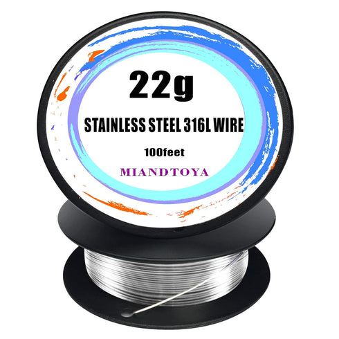 Stainless Steel 316L - 100' - 22 Gauge Wire 100Feet Soft DIY Hand Tool Metal Round Thin Handmade for Crafts Bailing Sculpting Jewelry Making Findi...