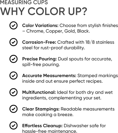 Color Up Premium 2/3 Cup Measuring Cup (160 ml) - Stainless Steel, One-Piece Construction, Dishwasher Safe, Accurate for Wet & Dry Ingredients – O...