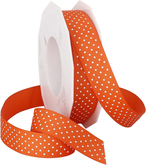 Morex Swiss Dot Polyester Grosgrain Ribbon, 7/8-Inch by 20-Yard Spool, Pumpkin...