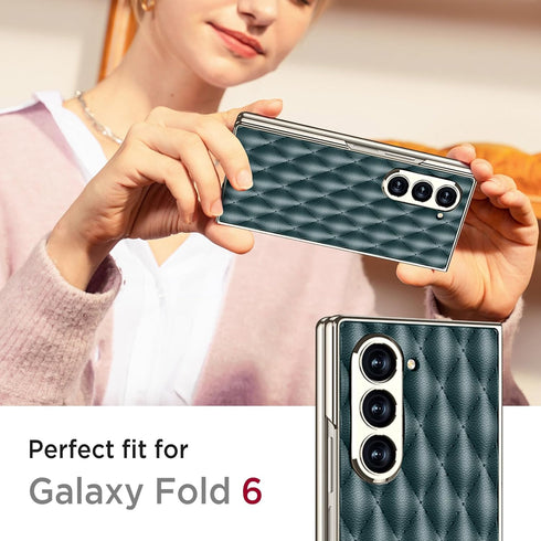 Miimall Slim Fit for Samsung Galaxy Z Fold 6 Case with Camera Protection for Women Girls, Screen Protector Ultra Thin and Slim PU Leather Luxury C...