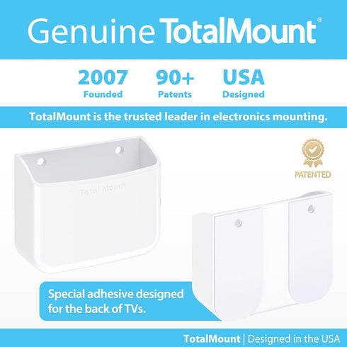 TotalMount Universal Remote Control Holder – Attaches to Wall or Back of TV – Compatible with All TV Remotes (Premium White, Large)...