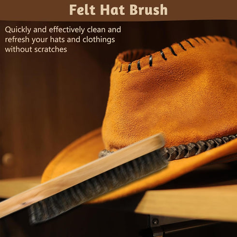 2PCS Felt Hat Brush, Felt Hat Cleaner with Horsehair Brush and Sponge Brush, Cowboy Hat Cleaner Easily Removes Dust Fuzz and Lint for Shoes Hats a...