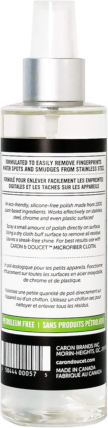 CARON & DOUCET - Stainless Steel Polish | 100% Plant Based and Non-Toxic Formulation. Concentrated formulation that does not contain any water or ...