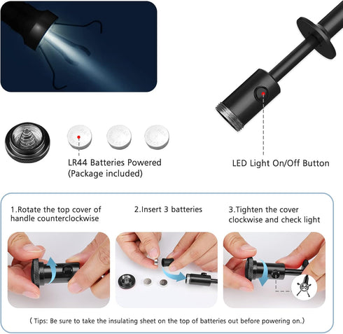 28.34in Grabber Tool Magnetic Four-Claw Picker, Bendable Hose Reacher Pickup Sweeper with LED Light Battery, Flexible Long Handy Reaching Assist T...