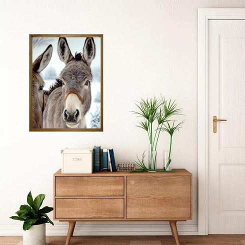 TUTUMAY21 Donkey Diamond Painting Kits Winter Donkey Art Painting 5D DIY Full Round Drill Adults Beginners, Personalized Gifts for Family Friends ...
