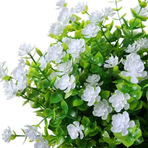 Artificial Plants Flowers Grass Shrubs 8 Pack No Fade Faux Plastic Flowers Outdoor for Vases Farmhouse Garden Porch Patio Office Indoor Wedding De...