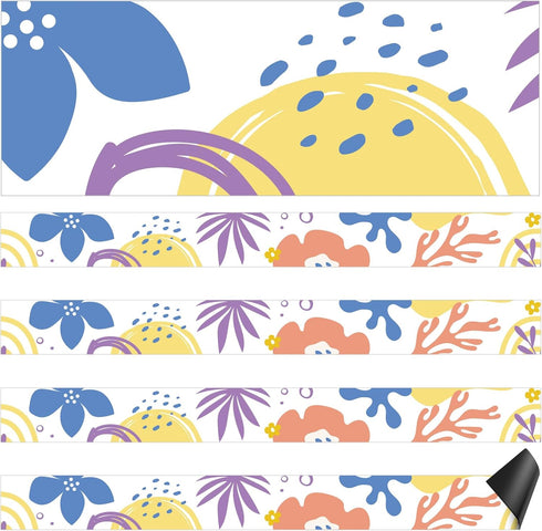 24 Pieces Magnetic Strips Retro Magnetic Border for Classroom Whiteboard Bulletin Board Decorative Magnetic Strips with Adhesive Magnetic Borders ...