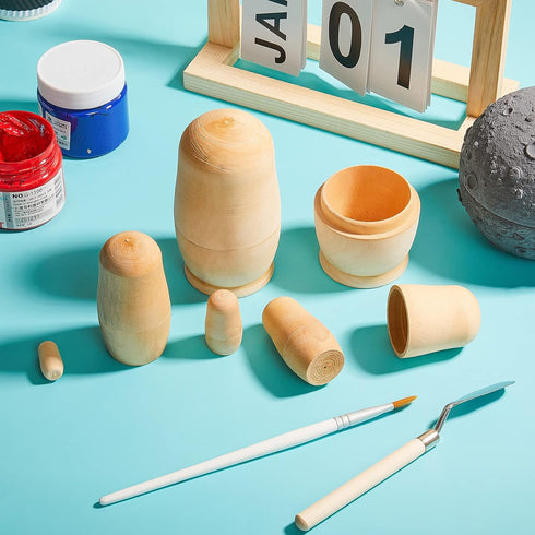 2 Sets Unpainted Nesting Dolls Blank Russian Nesting Dolls Personalize Create Your Own Christmas Russian Doll Wooden Matryoshka DIY Dolls Kit for ...
