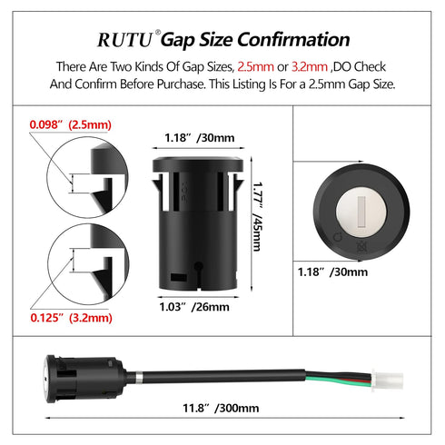 RUTU 4 Wires Ignition Switch Key, 4 Pin Ignition Switch Key Set Replacement for 50cc 110cc 125cc ATV, Quad, Dirt Bikes, Scooters, Chinese Electric...