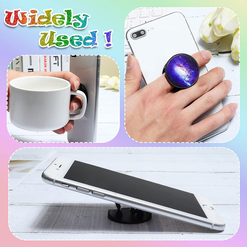 Honoson 9 Pieces Cell Phone Grip Holder Collapsible Holder Colorful Self-Adhesive Finger Ring Sublimation for Smartphone and Tablets(Nebula)...