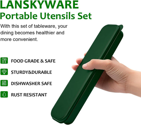 Portable Cutlery Set?Travel Utensil Set with Case?Travel 18/8 Stainless Steel Spoon and Fork Set for Lunch Box, 3 PCs Travel Silverware Set Travel...