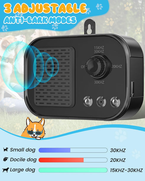 Ultrasonic Dog Bark Deterrent Devices, Rechargeable Anti Barking Device 50Ft Effective Control Range Safe for Human & Dogs Portable Indoor & Outdo...