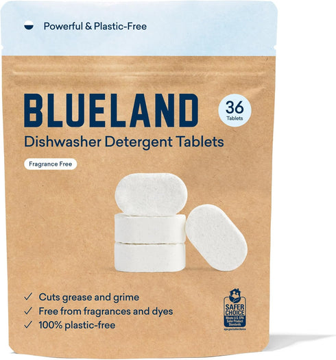 BLUELAND Dishwasher Detergent Tablet Refill 36 Count - Plastic-Free & Eco Friendly Alternative to Liquid Pods or Sheets - Natural, Sustainable - 3...