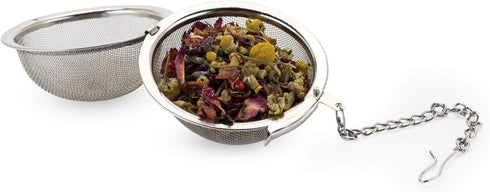Pinky Up Small Tea Ball Loose Leaf Tea Infusers with Chain Hook - Stainless Steel Tea Infuser With Clamp Closure 1.8inch Diameter Set of 1...