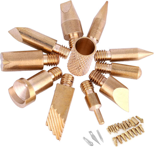 Wood Burning Pen Tips, 23 Pieces Stencils Soldering Iron Pyrography Working Carving Engraving Tool Kit Brass Wood Burning Tip Set for DIY Craft Ho...