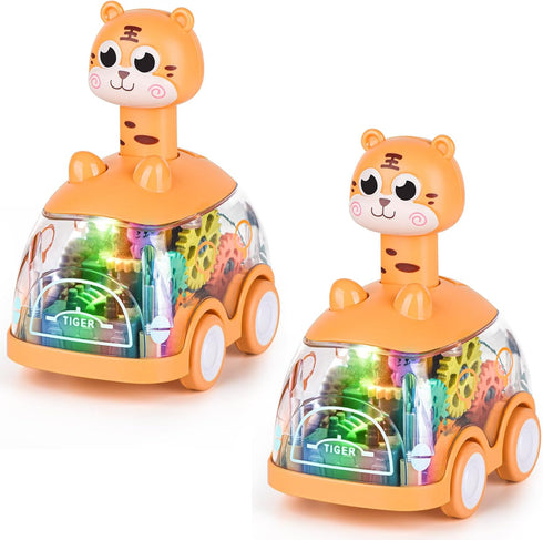Baby Toy Cars Press and Go Car for Toddler, Light Up Toys Birthday Gifts for Kids Boys Girls, Tiger 2PCS...