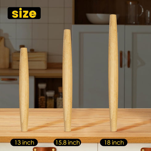 Classic French Rolling Pins Bamboo Wooden Rolling Pin for Baking Pizza Dough Pie Cookie, 15.8-Inch...