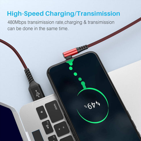 3Pack 90 Degree iPhone Charger 6ft, Apple iPhone Charging Cable Nylon Right Angle 6 Foot, Apple MFi Certified 6 Feet Lightning Cord Long for Apple...