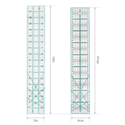 Quilting Ruler 8 x 45cm Sewing Acrylic Ruler Anti-Slip Metric Ruler DIY Quilting Tools with Clear Printed Lines for Precise Cutting...