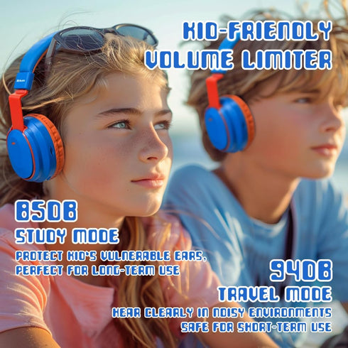 Kids Headphones Bluetooth 5.3 Wireless 60H Play Time Volume Limited 85/110dB Over Ear Foldable Headset with Cable Aux Mic for iPad Notebook Boy Gi...