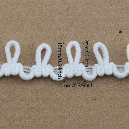 Button Looping ZCZQC 10Yard 15mm Wide White Elastic Cord Stretch Band with Buttonhole for DIY Sewing Crafts Elastic Button Loop...