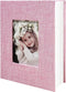 Photo Album 4x6 100 Pockets, Linen Cover Top Loader Vertical, Slip-in Picture Pink Pockets Albums for Wedding, Family, Anniversary, Baby, Vacation...