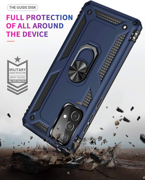 Military Grade Drop Impact for Samsung Galaxy A52 5G Case 360 Metal Rotating Ring Kickstand Holder Armor Heavy Duty Shockproof Case for Galaxy A52...