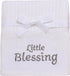 Cotton Knit Baby Blanket with Embroidery, Little Blessings, 30 in. x 40 in., White, Unisex...