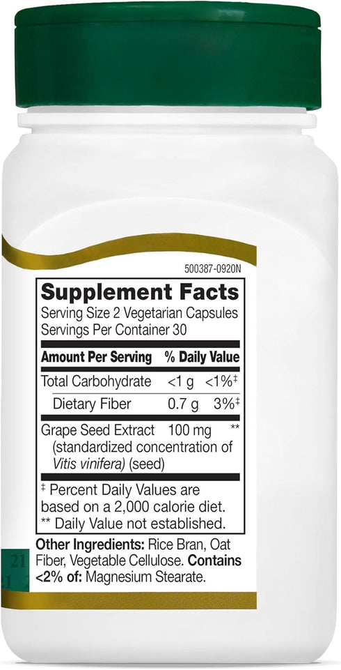 21st Century Grape Seed Extract Veg Capsules, 60 Count (21378)...